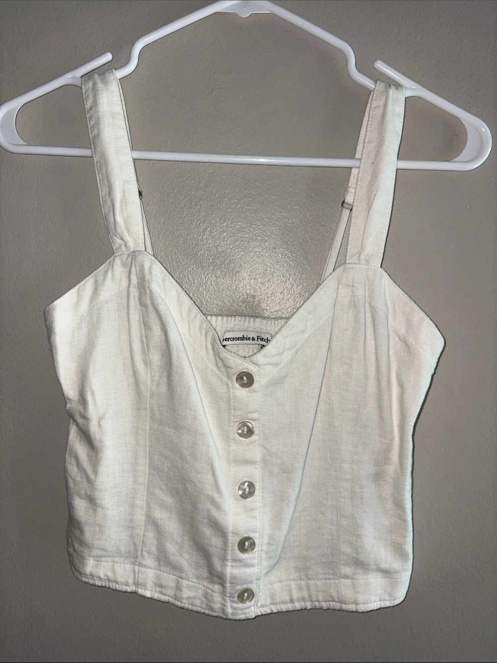 Abercrombie & Fitch White Button-Front Crop Top